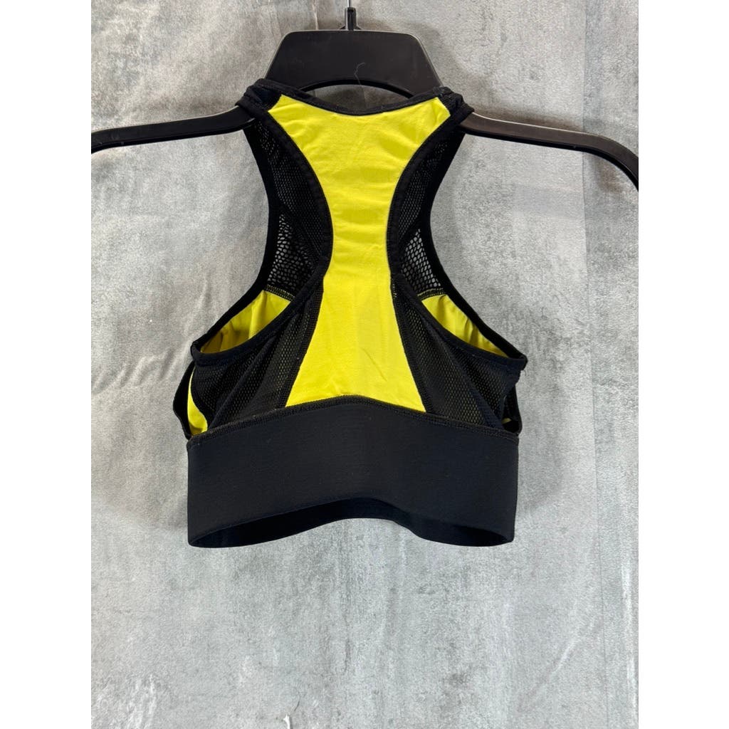 MICHI Women's Black/Yellow Mesh Racerback Sports Bra SZ S