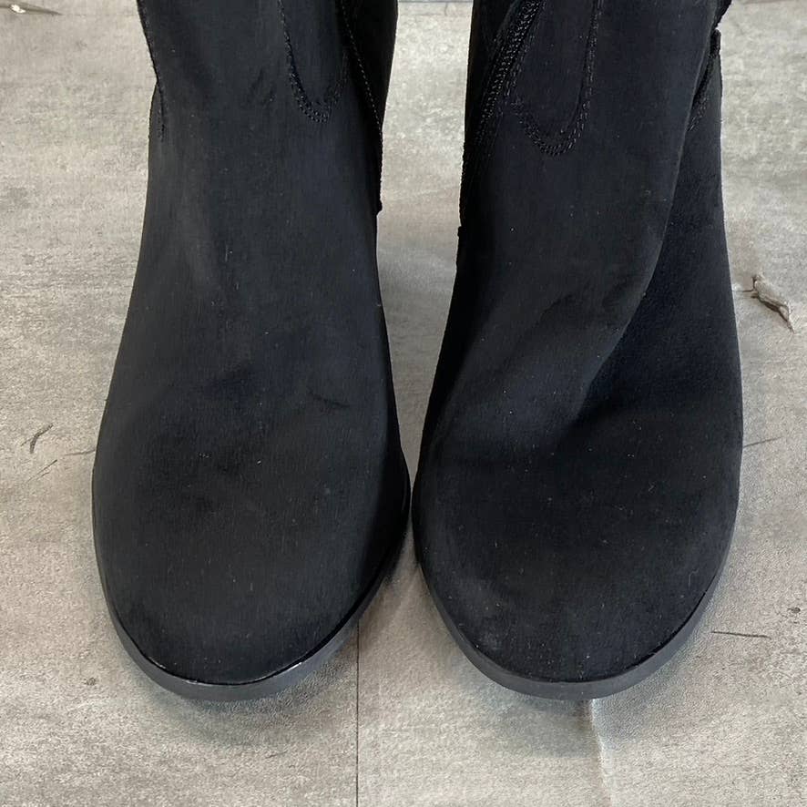 STYLE & CO Women's Black Micro Saraa Round-Toe Block-Heel Mid-Shaft Boots SZ 9