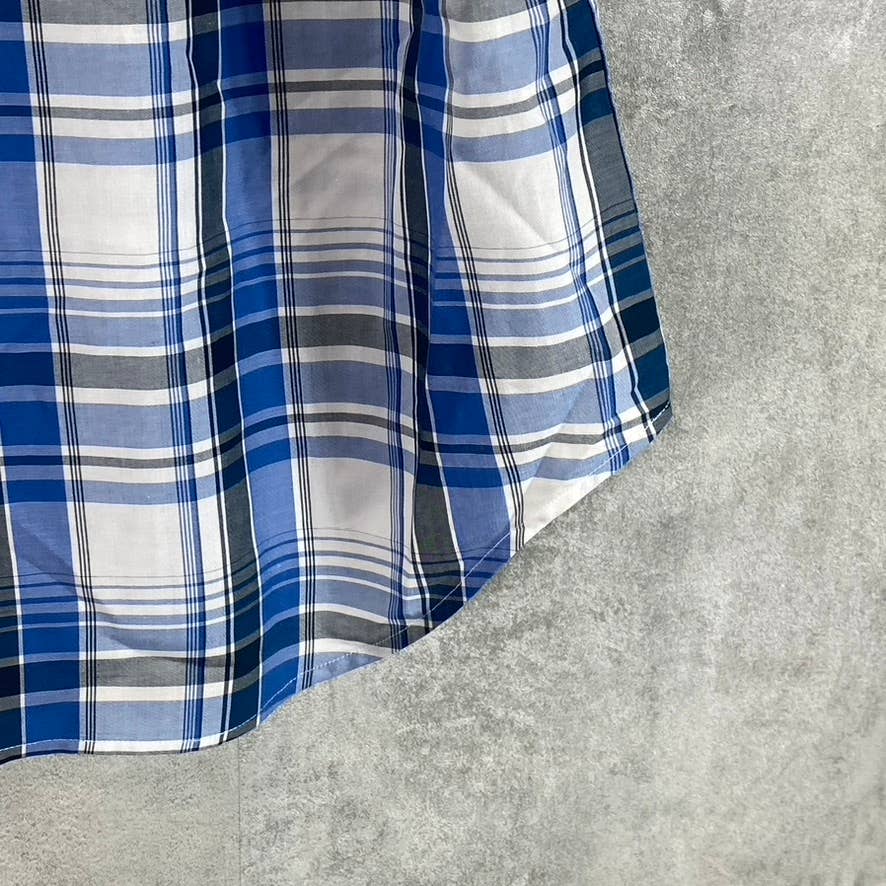 TAILORDBYRD Men's Blue Plaid Button-Up Short-Sleeve Shirt SZ XL