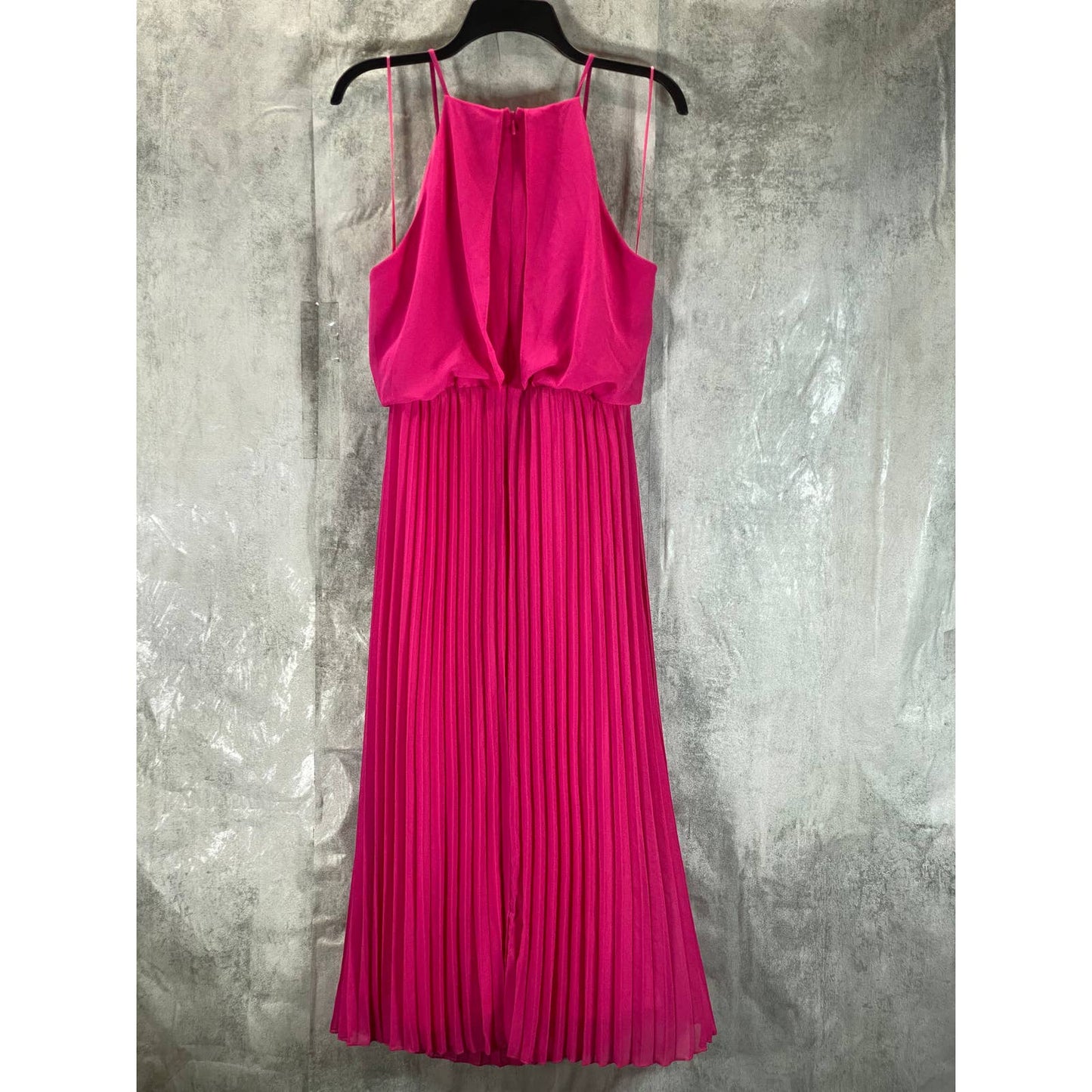 SAM EDELMAN Women's Pink Pleated Skirt Halter Blouson Knee-Length Dress SZ 4