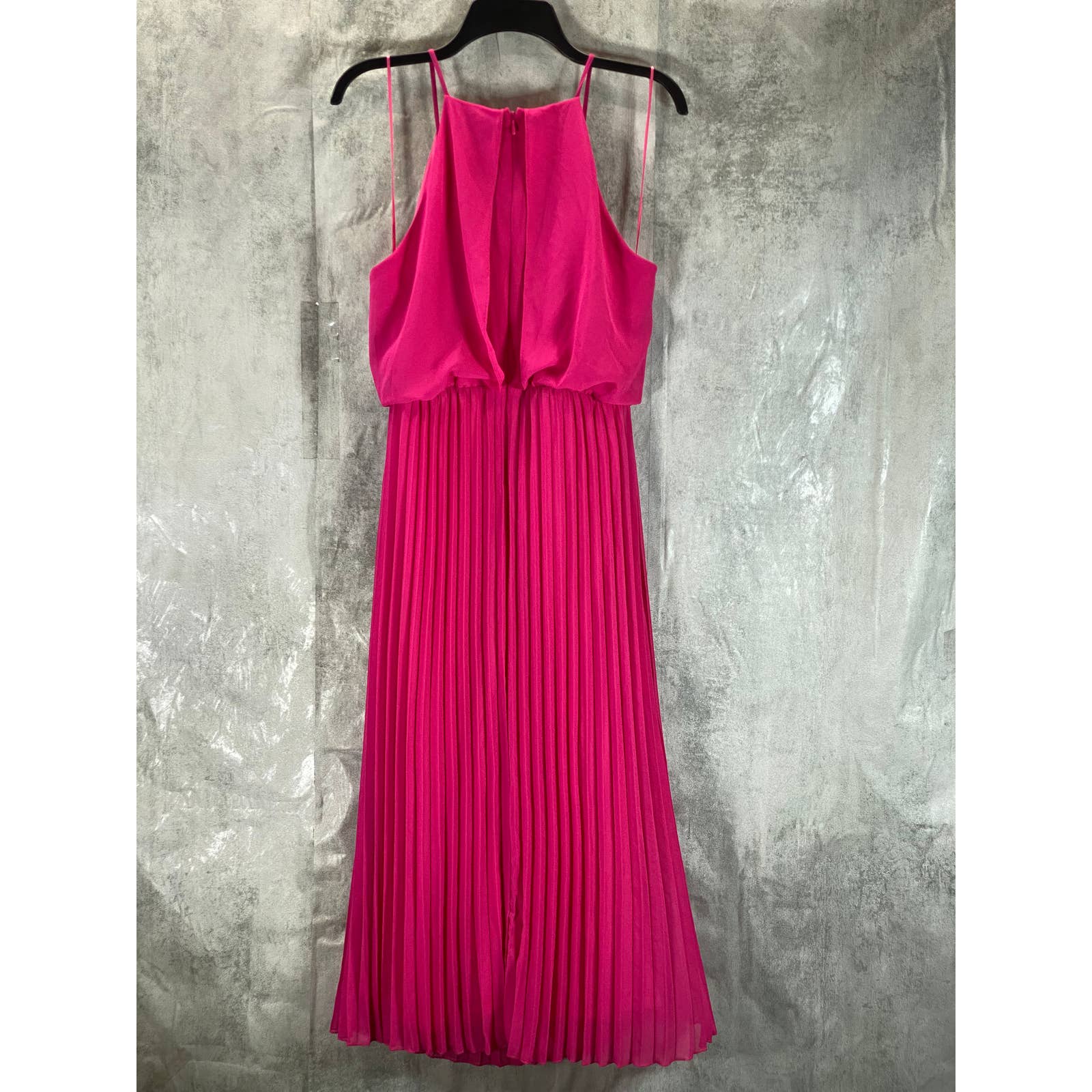 SAM EDELMAN Women's Pink Pleated Skirt Halter Blouson Knee-Length Dress SZ 4