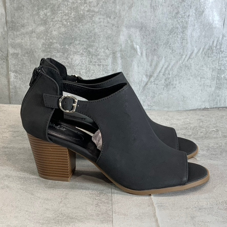 STYLE & CO Women's Black Jennaa Peep-Toe Cut-Out Block-Heel Shooties SZ 11