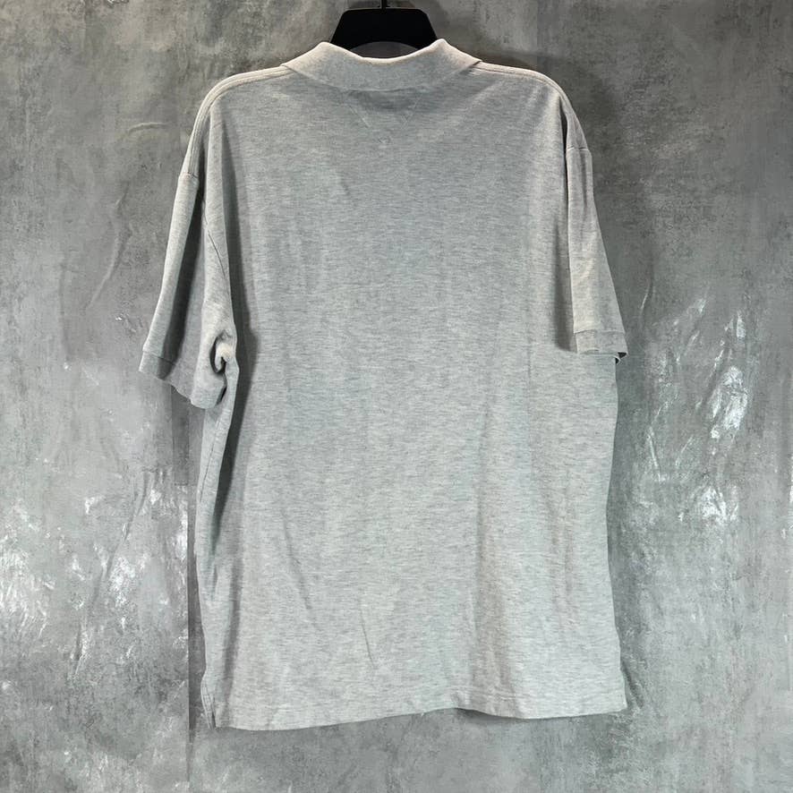 TOMMY HILFIGER Men's Heather Grey Classic-Fit Pique Short-Sleeve Polo Shirt SZ L