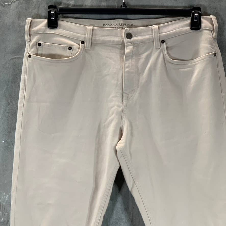 BANANA REPUBLIC Men's New Off White The Traveler Skinny Pants SZ 38X32