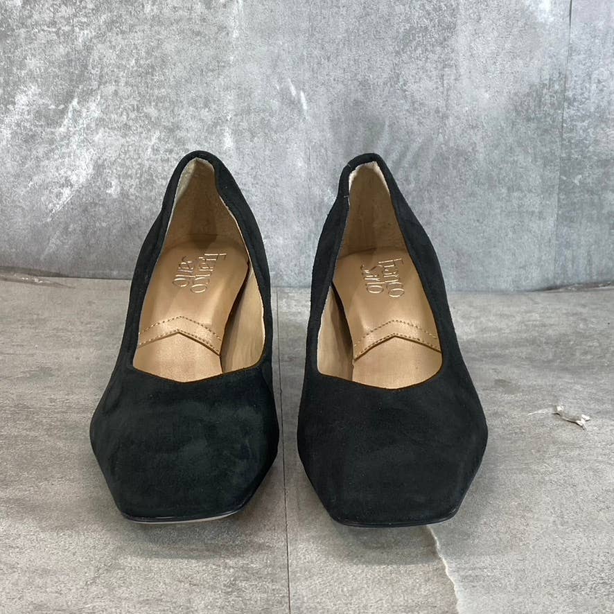 FRANCO SARTO Women's Black Suede Pisa Square-Toe Round-Heel Pumps SZ 5