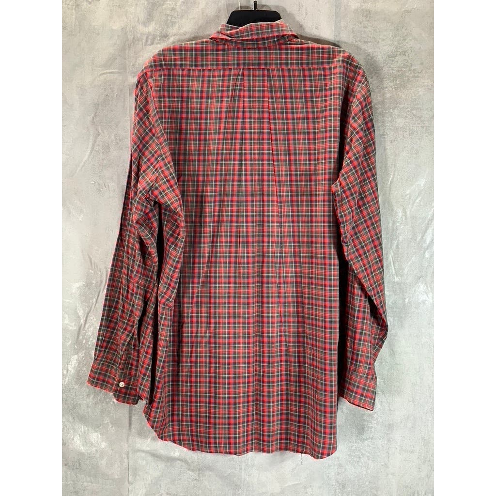 BROOKS BROTHERS Men's Red/Green Checkered Button-Up Long Sleeve Dress Shirt SZ17