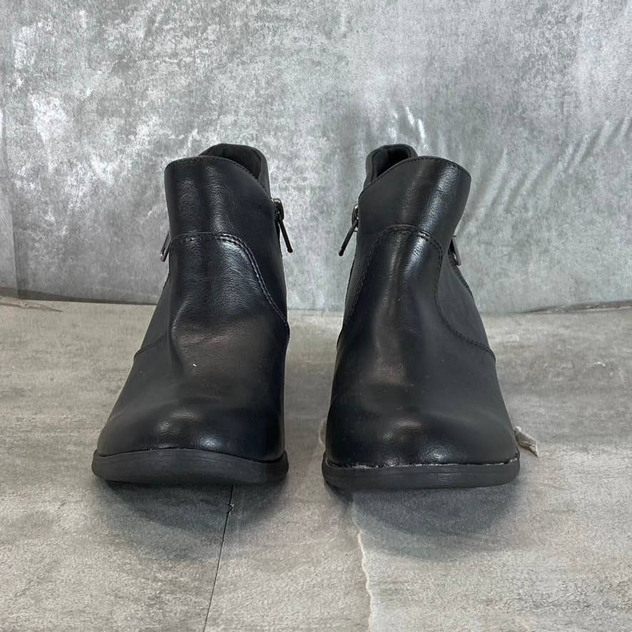 SUN+STONE Women's Black Abby Double-Zip Memory Foam Block-Heel Booties SZ 6