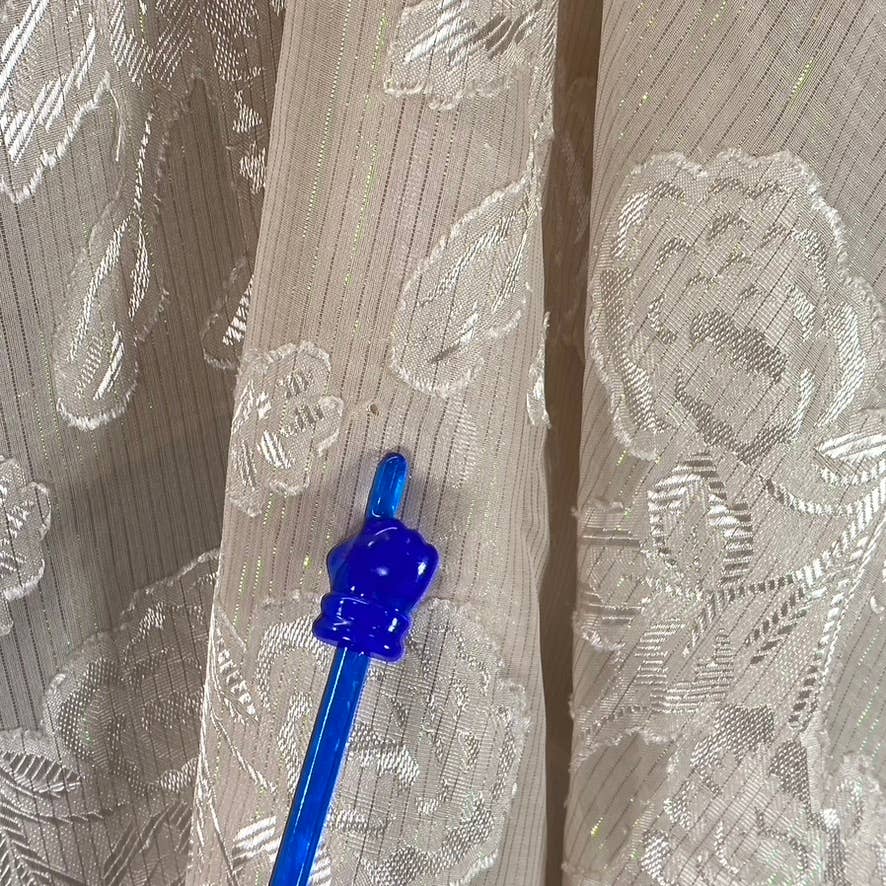 INC Women's Blush Floral-Print Sheer Metallic Fringe-Trim Wrap SZ OS