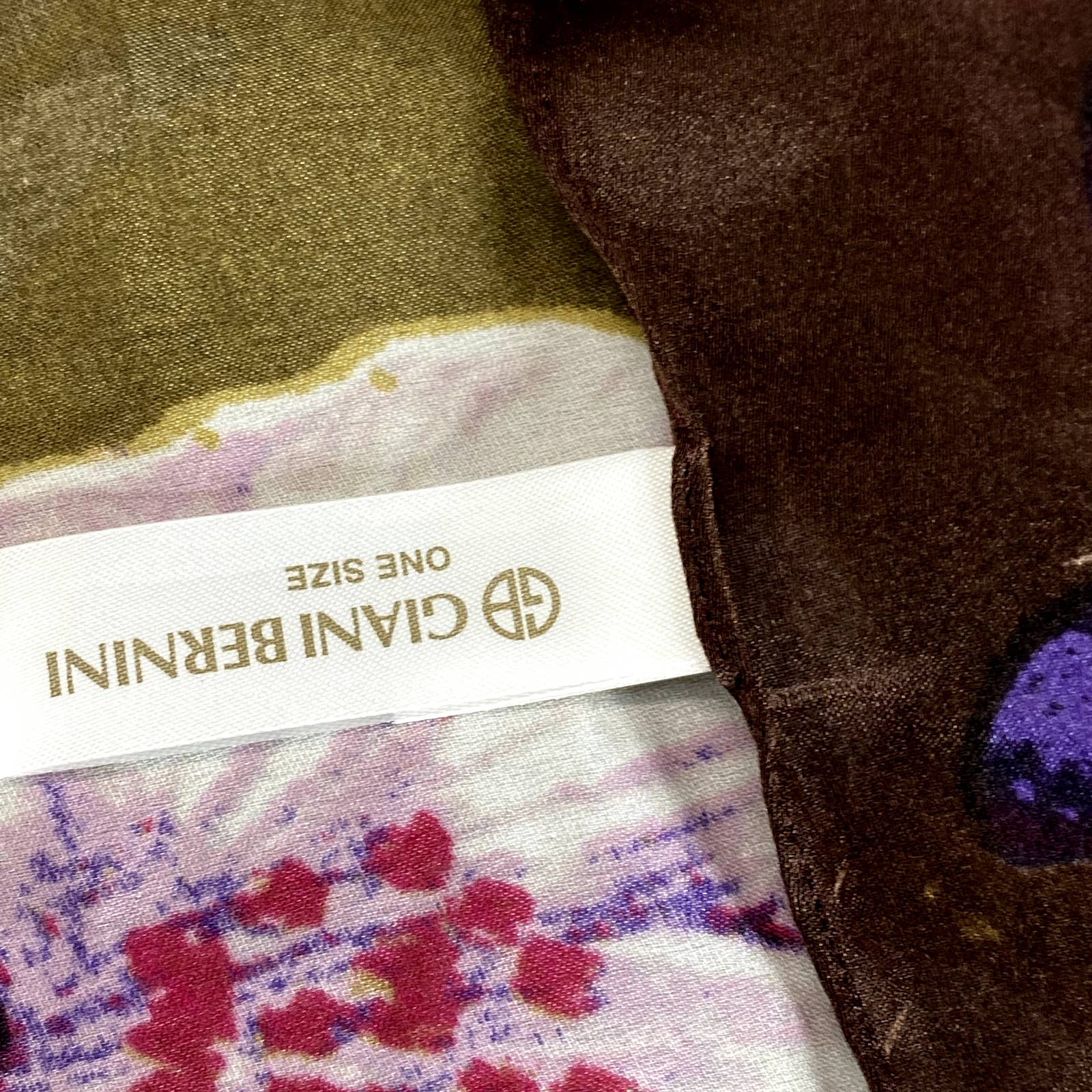 GIANI BERNINI Women's Brown Floral-Print Square Loop Scarf SZ OS