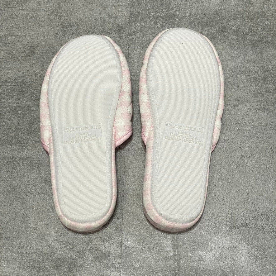 CHARTER CLUB Pink Quilted Gingham Clog Slippers SZ S (5-6)