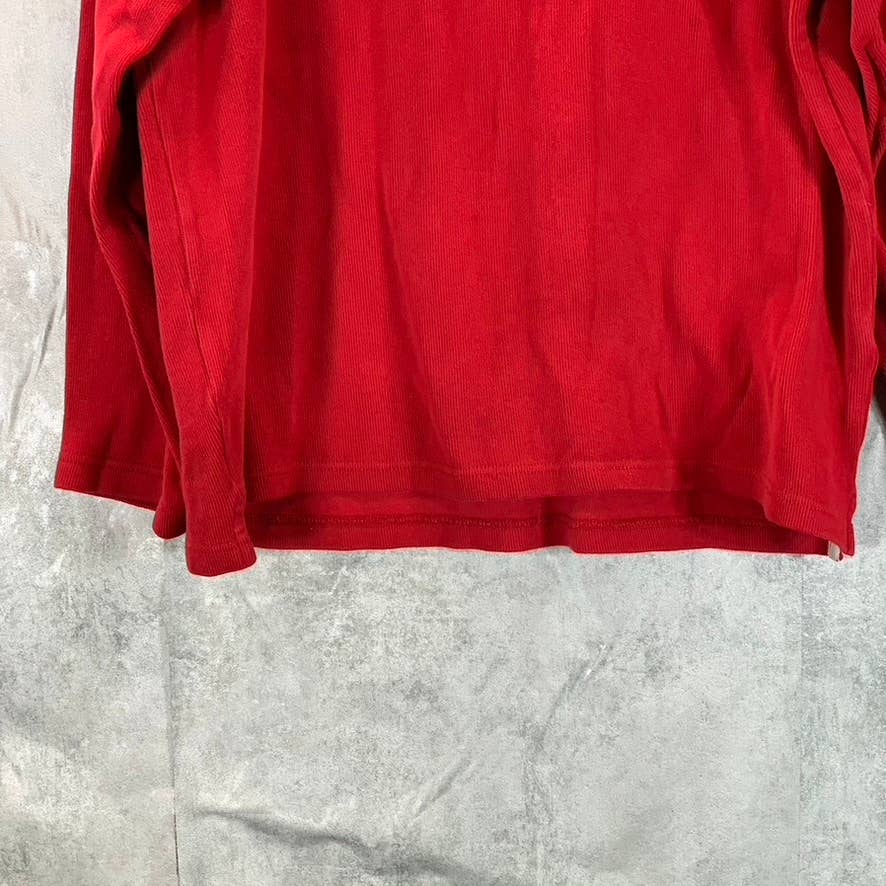 EDDIE BAUER Men's Red Quarter-Zip Cotton Pullover Sweater SZ M