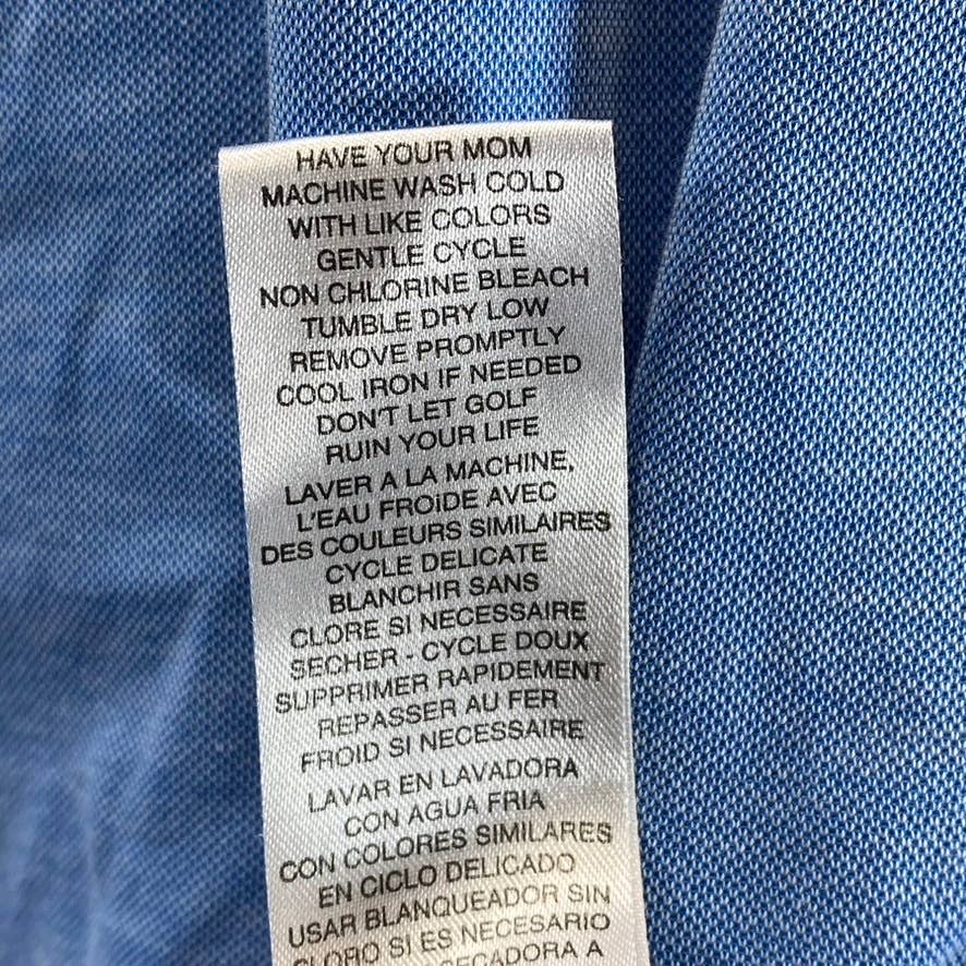 TRAVIS MATHEW Men's Blue Heathered Short-Sleeve Pima Polo Shirt SZ L