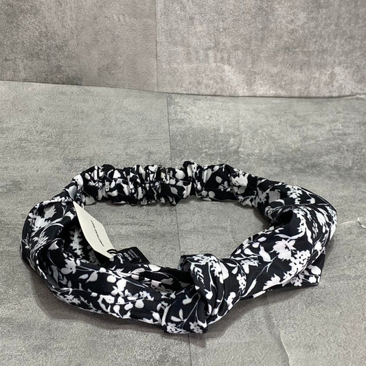 SOMETHING NAVY Black/White Floral Twist Turban Headband SZ OS