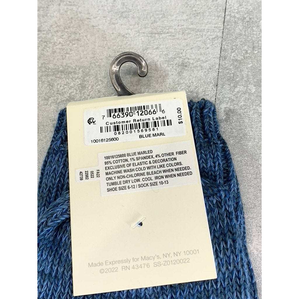 Sun + Stone Men's Blue Marled Knit Crew Single Sock SZ 10-13