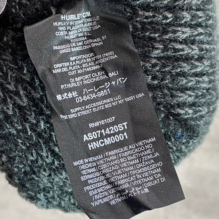 HURLEY Men's Black-Gray Mixed Yarn Knit Max Cuff 2.0 Beanie SZ OS