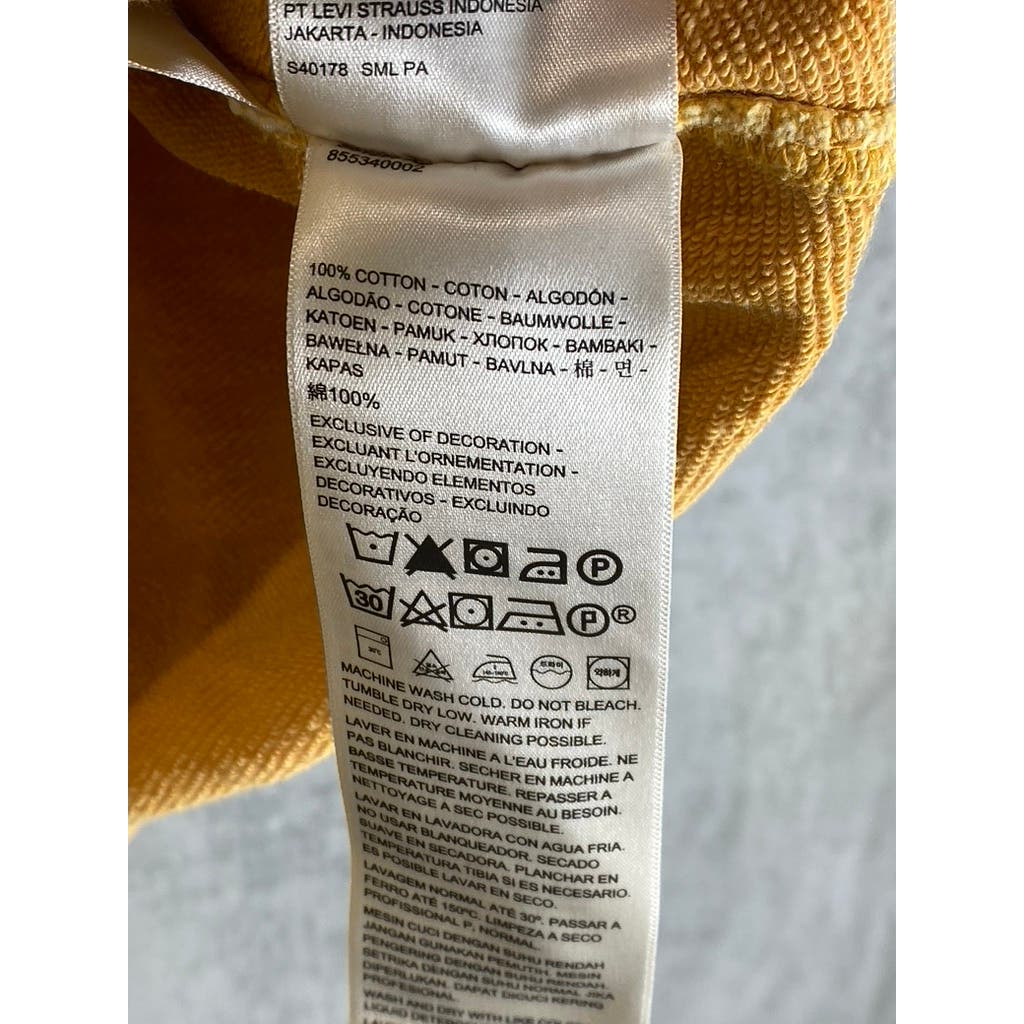LEVI'S Men's Golden Apricot Yellow Relaxed-Fit Original Logo Pullover Hoodie SZS