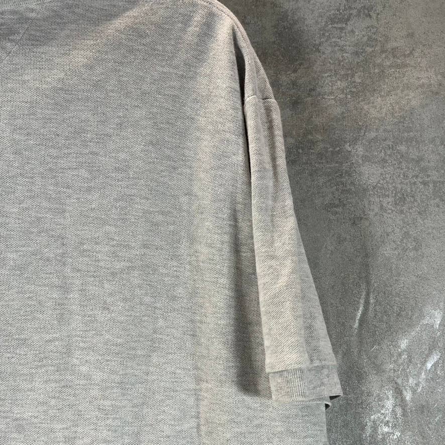 TOMMY HILFIGER Men's Heather Grey Classic-Fit Pique Short-Sleeve Polo Shirt SZ L