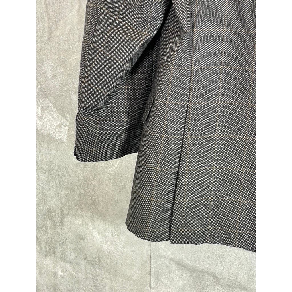 ERMENEGILDO ZEGNA Men's Gray Plaid Double Breasted Suit Jacket SZ 50R