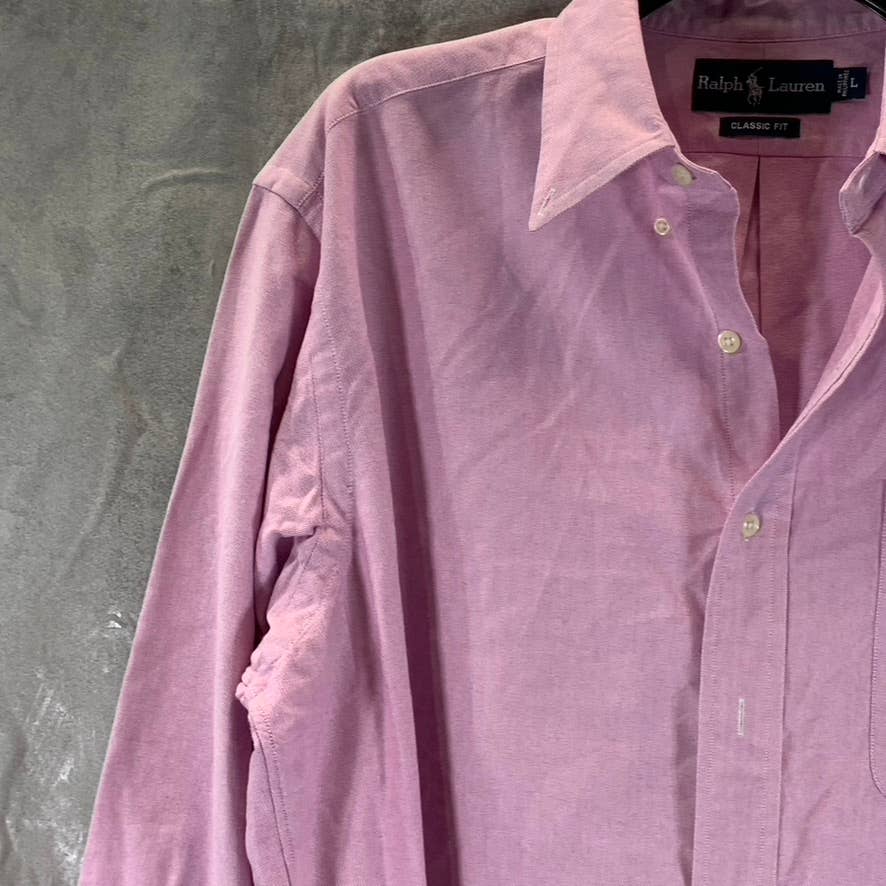 RALPH LAUREN Men's Sunrise Red Classic-fit Button-Up Long-Sleeve Shirt SZ L