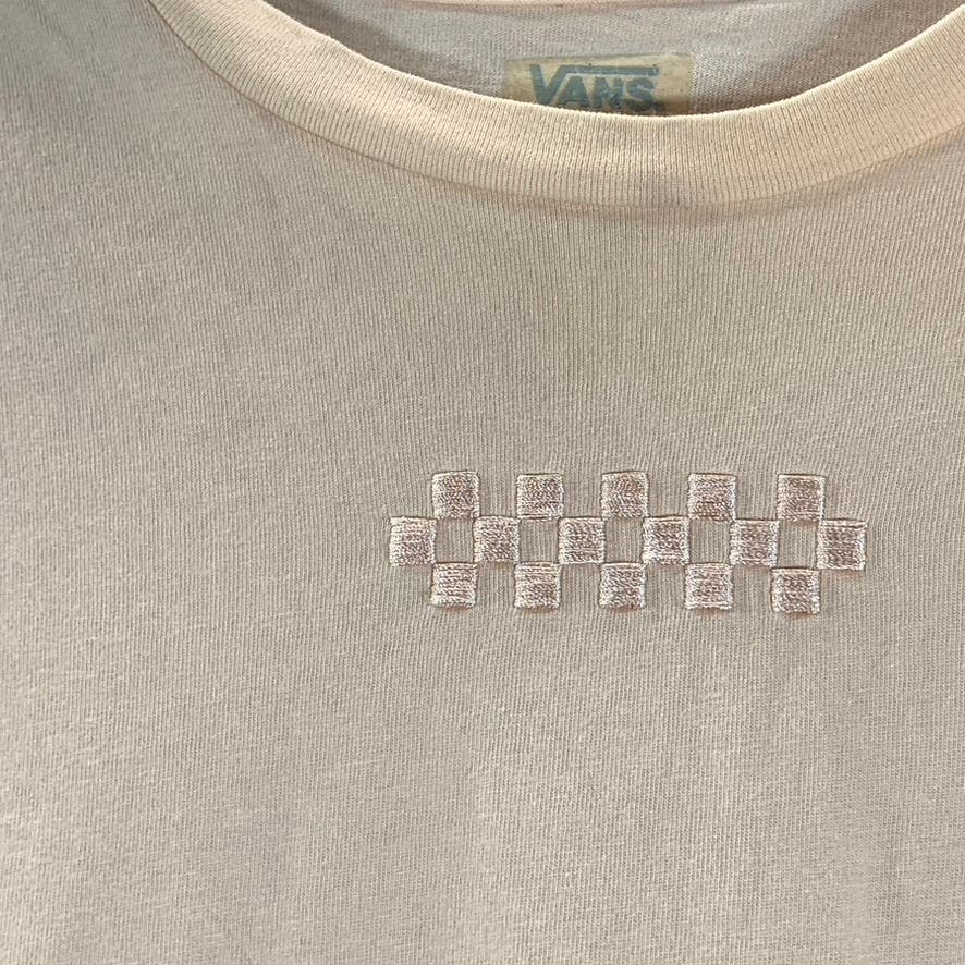 VANS Men's Beige Embroidered Detail Crewneck Long Sleeve T-Shirt SZ XS