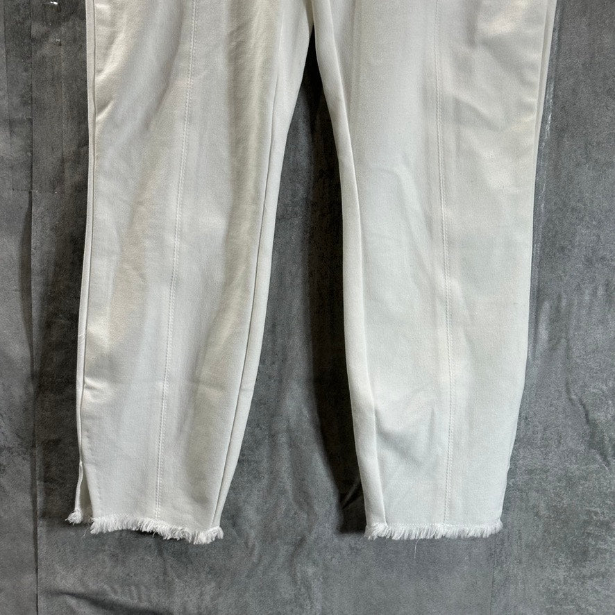 ALFANI Women's Petite Bright White Comfort High-Rise Fringe-Hem Pants SZ 4P