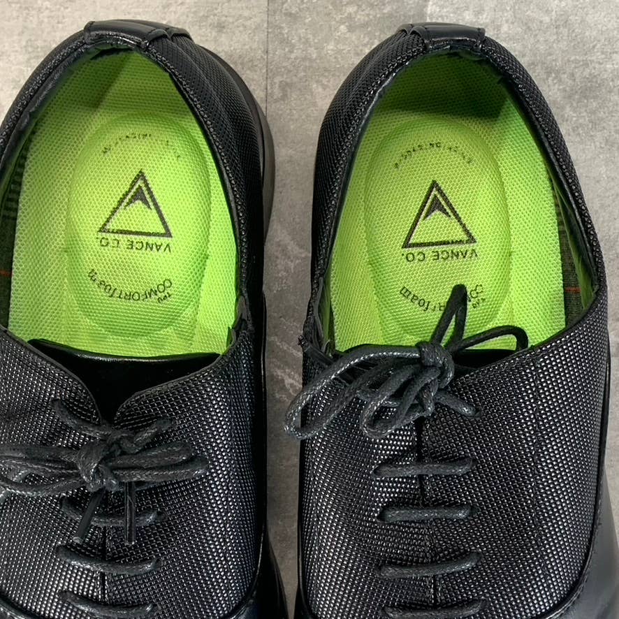 VANCE CO. Men's Black Faux Leather Vincent Plain Toe Lace-Up Oxfords SZ 10