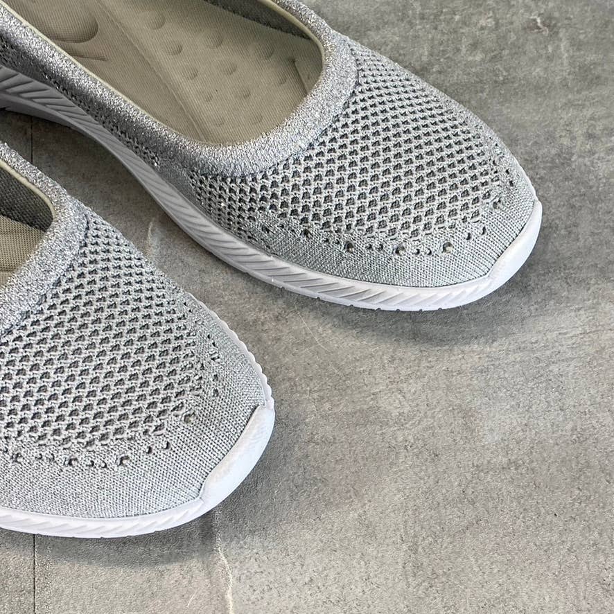 EASY SPIRIT Women's Silver Knit Mesh Glitz 2 Casual Slip-On Walking Shoes SZ 9