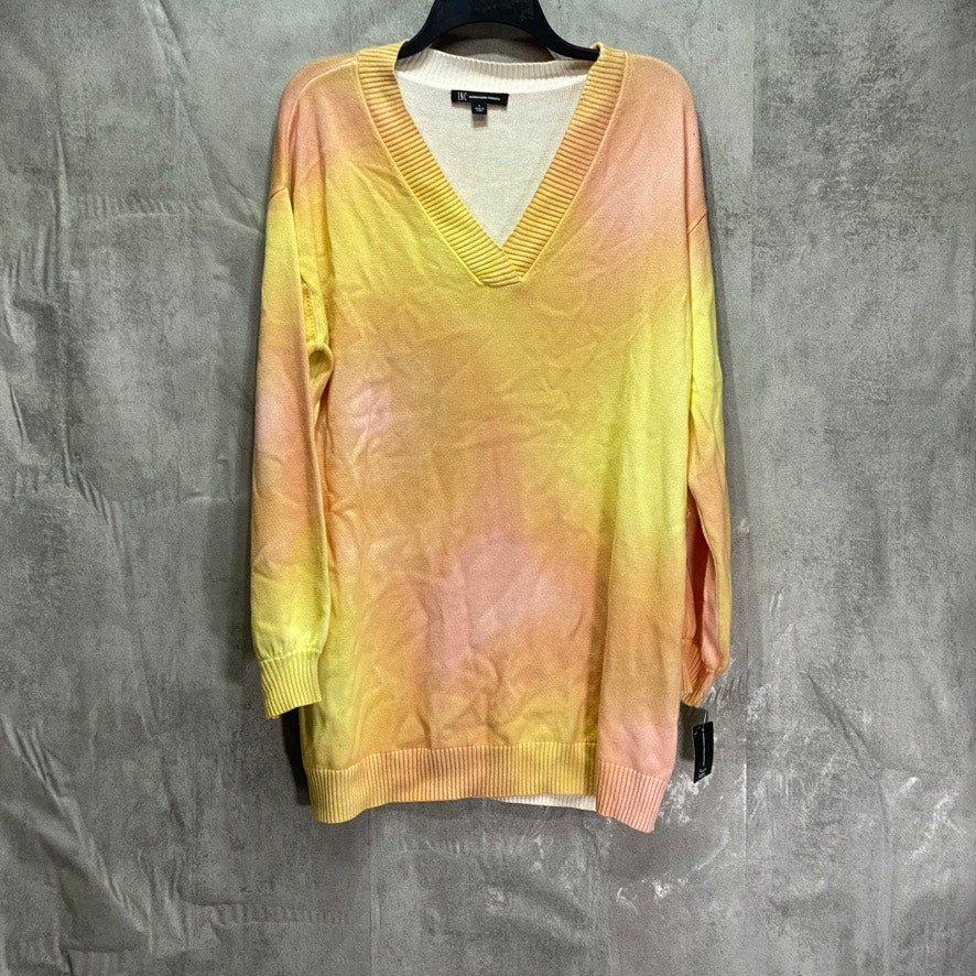 INC INTENATIONAL CONCEPTS Yellow Soft Ombre V-Neck Pullover SZ L