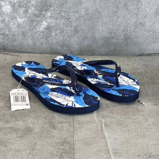 NAUTICA Women's Navy/White Palm Hatcher 25 Slip-On Flop Flop Sandals SZ 6