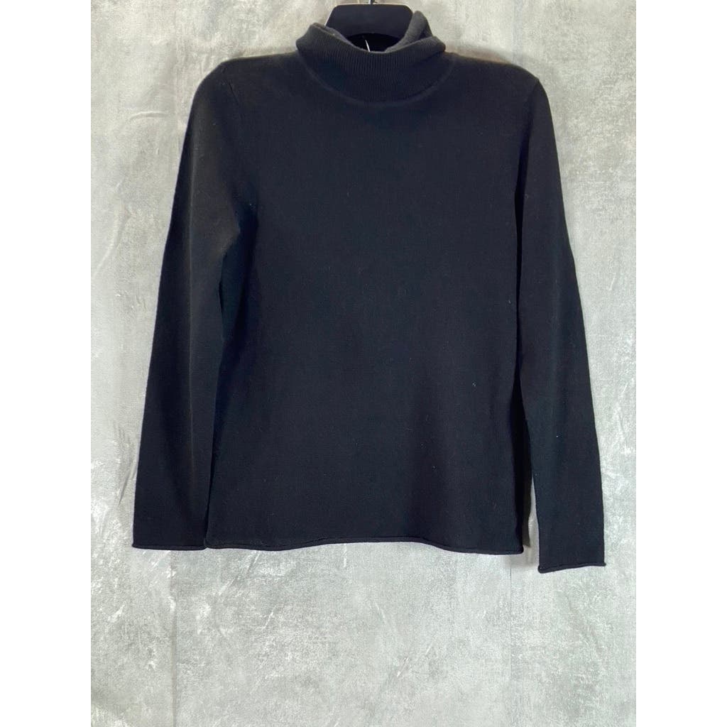 NEIMAN MARCUS Women's Black Solid Cashmere Basic Turtleneck Top SZ L