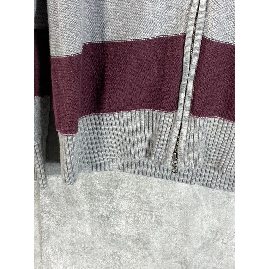 TOMMY HILFIGER Men's Grey/Burgundy Stand collar Zip-Up Sweater SZ S