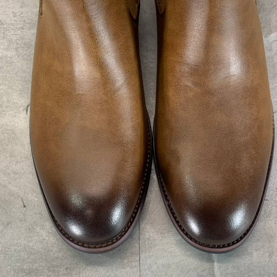 VANCE CO. Men's Chestnut Faux Leather Landon Pull-On Chelsea Dress Boots SZ 8