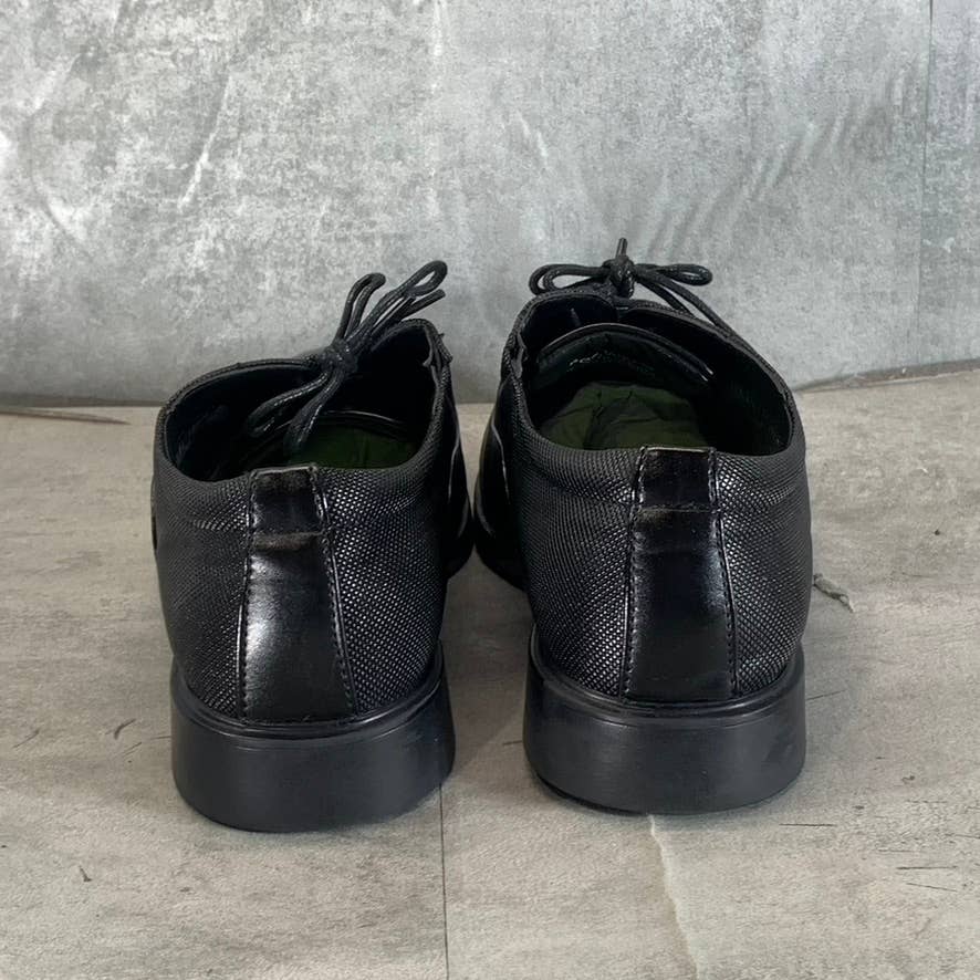VANCE CO. Men's Black Faux Leather Vincent Plain Toe Lace-Up Oxfords SZ 10