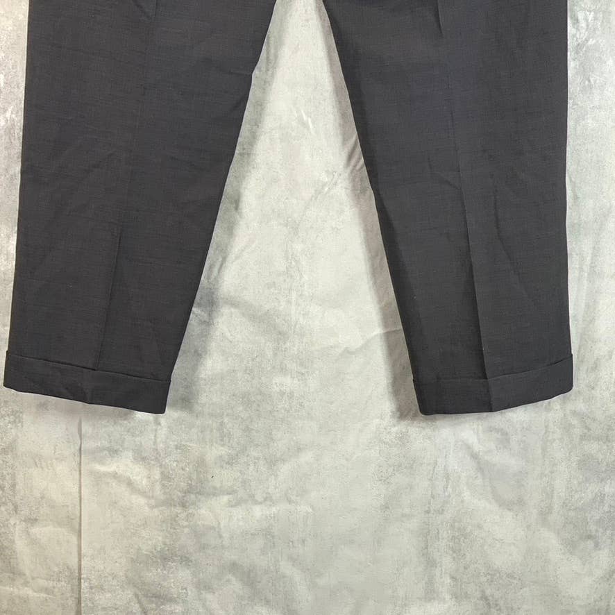 HICKEY FREEMAN Men's Grey Mini Gingham Flat Front Dress Pants SZ N/A