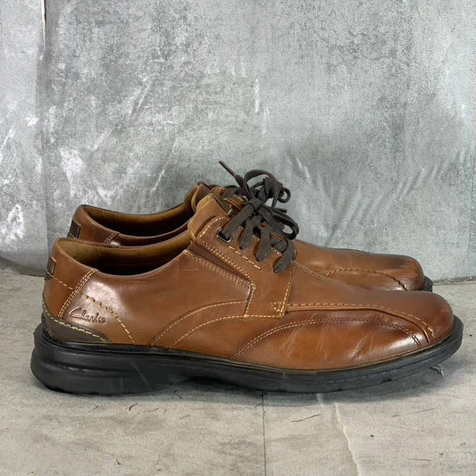 CLARKS Collection Men's Dark Tan Leather Gessler Lace-Up Casual Shoes SZ 12
