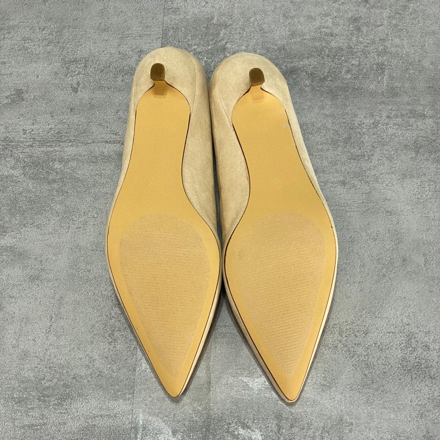 JOURNEE COLLECTION Nude Goldie Faux Suede Pointed Toe Kitten Heel SZ 8.5