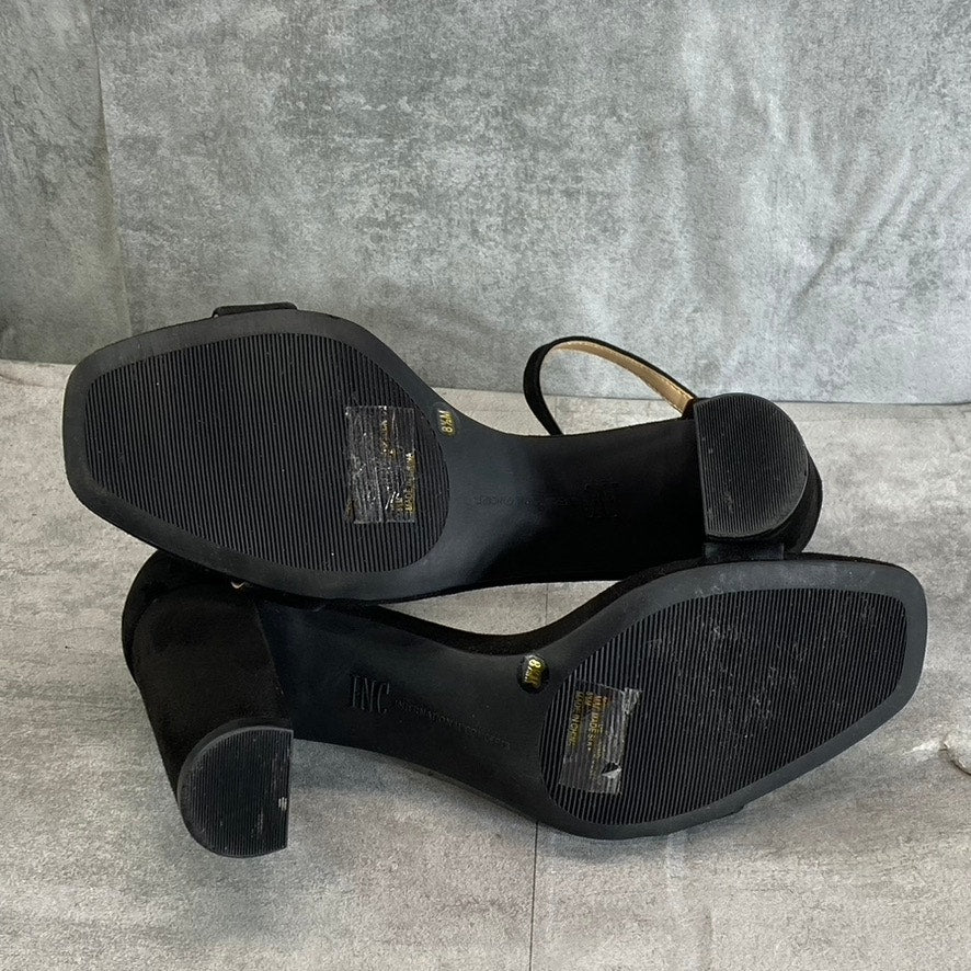INC INTERNATIONAL CONCEPTS Women's Black Suede Lexini Two-Piece Sandals SZ 8.5