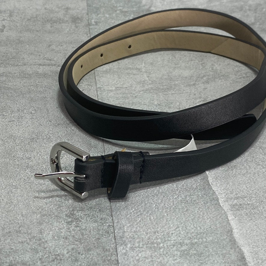 INC INTERNATIONAL CONCEPTS Solid Black Faux-Leather Single-Prong Skinny Belt SZ M