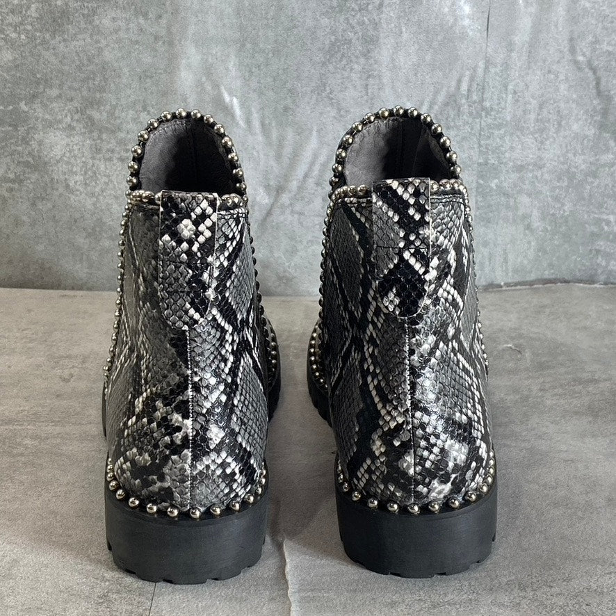 SEVEN DAILS Women's Gray South Ends Studded Round-Toe Slip-On Lug Sole Boots SZ 8.5