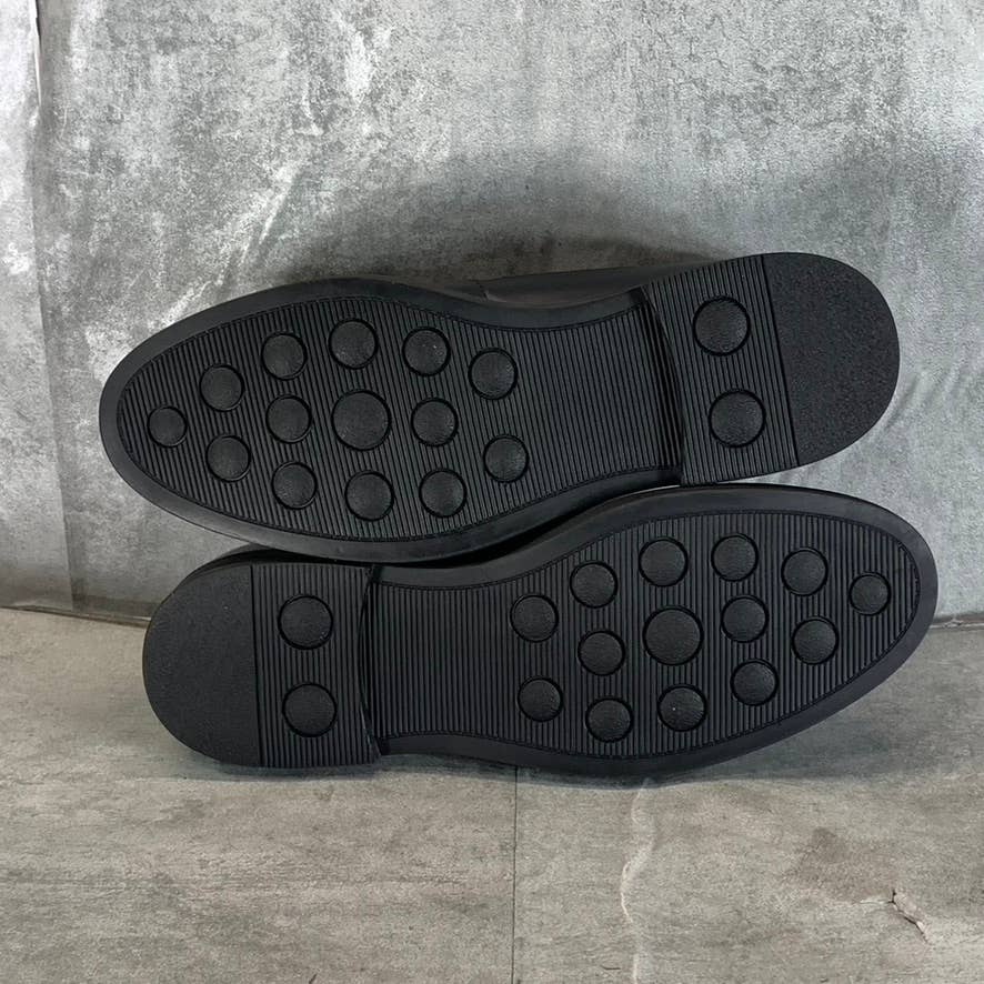 ASTON MARC Men's Black Faux-Leather Monaco Lace-Up Plain Toe Dress Shoes SZ 8.5