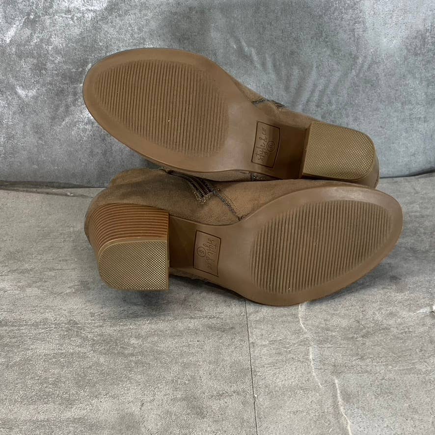 STYLE & CO Women's Taupe Masrinaa Slip-On Block-Heel Ankle Booties SZ 6