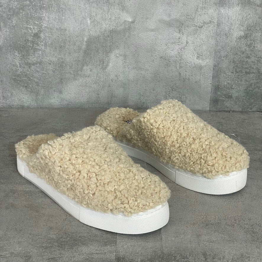 XOXO Natural Wild Cozy Faux Fur Slip-On Round-Toe Slippers SZ 8.5