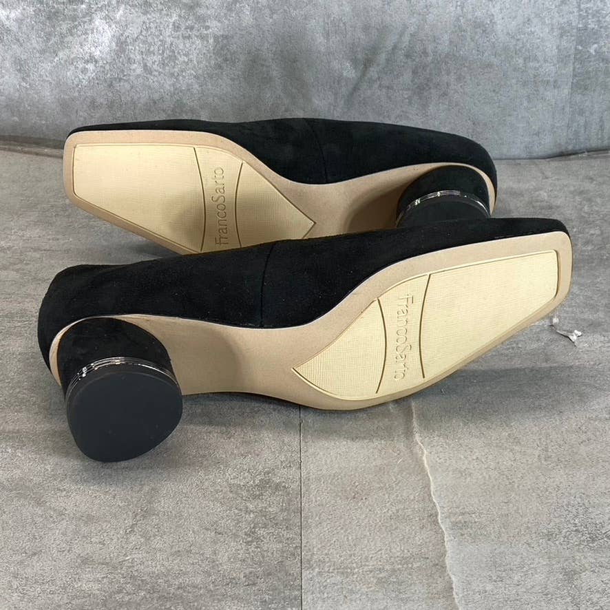 FRANCO SARTO Women's Black Suede Pisa Square-Toe Round-Heel Pumps SZ 5