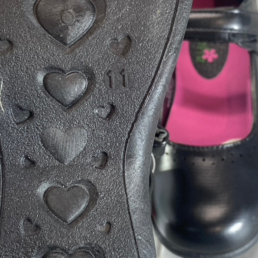 PETALIA Little Girl's Black Round-Toe Slip-On School Shoes SZ 11