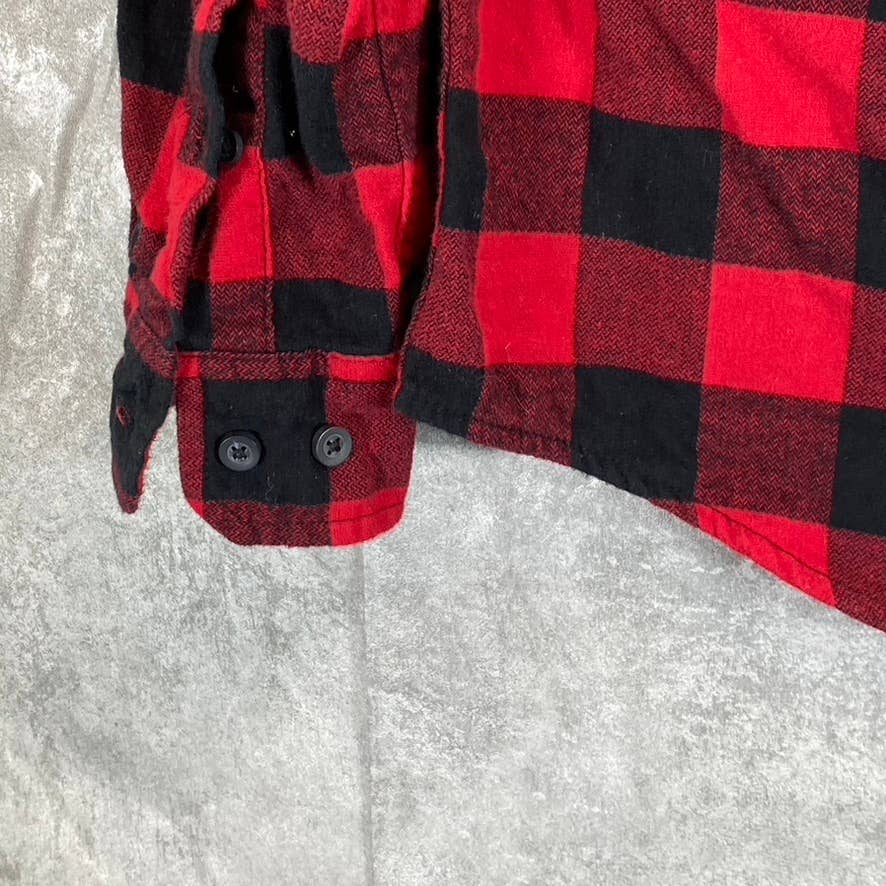 GOODFELLOW & CO Men's Red Midweight Flannel Long-Sleeve Button-Down Shirt SZ S
