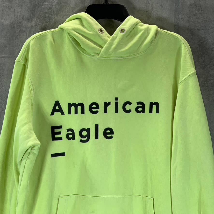 AMERICAN EAGLE Men's Neon Yellow Cotton Logo Pullover Hoodie SZ M