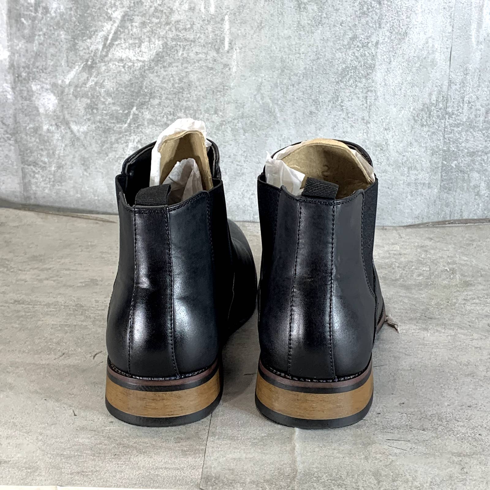 VANCE CO. Men's Black Faux-Leather Landon Pull-On Dress Boots SZ 8.5