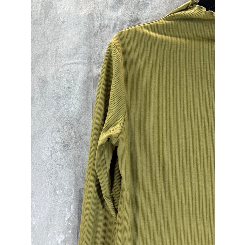 CIDER Women's Olive Green Ruffle Half Turtleneck Knitted Top SZ M (US6)