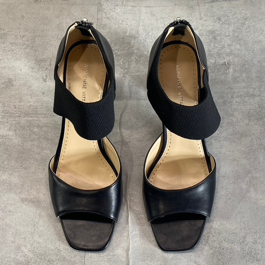 ADRIENNE VITTADINI Women's Black Greta Stretch Knit Slip-On Block-Heel Sandals
