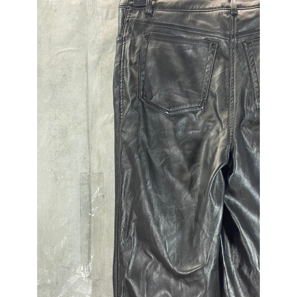 NICOLE MILLER Women's Black Faux-Leather Straight-Leg Pants SZ 2